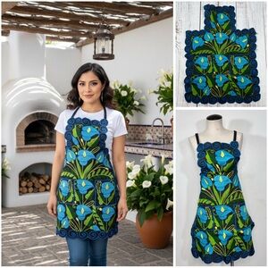 Mexican Embroidered Zinacantan Calla Lily Artisan Apron